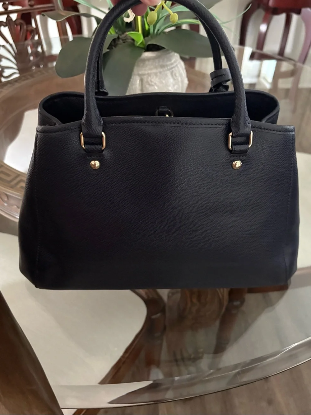 💙💙COACH MARGOT MIDNIGHT BLUE SATCHEL/CROSSBODY CROSSGRAIN LEATHER BAG!💙💙